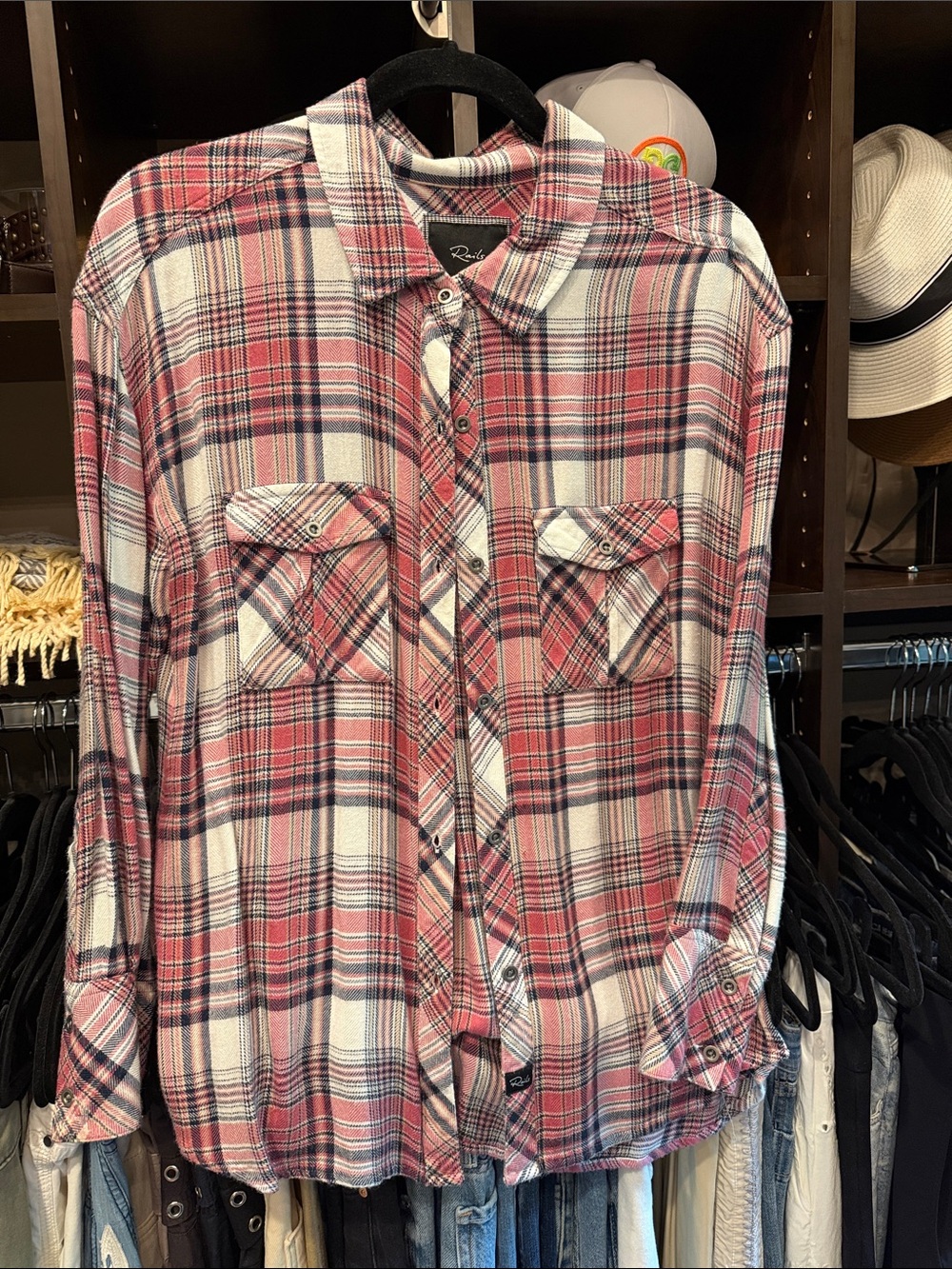 Rails Pink and White Plaid Button-Down Shirt